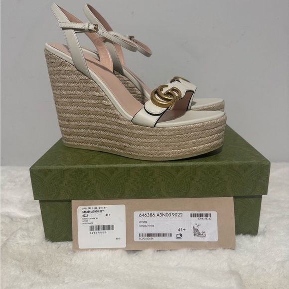Gucci Cream and Tan Wedge Sandals - Picture 6 of 6